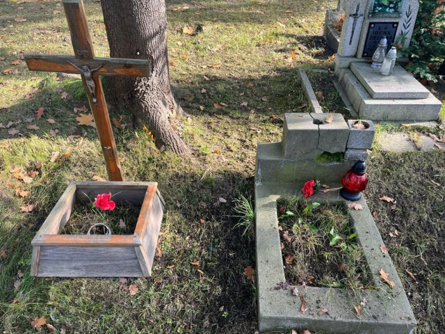 Porządkowanie grobów dziecięcych na cmentarzu komunalnym w Legnicy