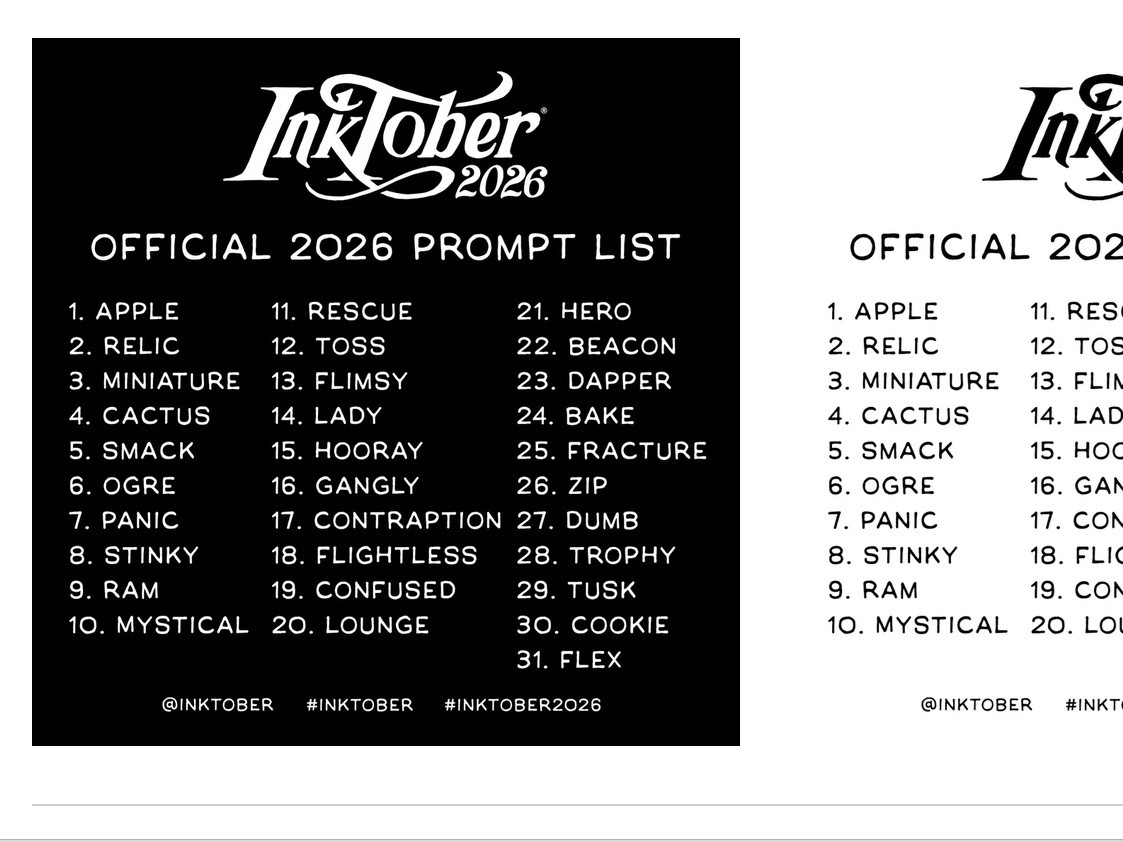 lista promptów Inktober 2026