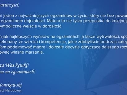 Pismo ministra Piontkowskiego do maturzystów